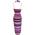 thumbnail image 2 of Peach Couture Colorful Striped Halter Backless Vacation Maxi Dress, 2 of 2