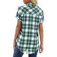 thumbnail image 4 of Short Sleeve Plaid Print Women Casual Blouse Female Summer Turn-Down Collar Shirt Tops, 4 of 4