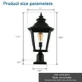 thumbnail image 4 of 20.8" Outdoor Pillar Lamp - Vintage Black Metal & Clear Glass Post Lantern with 2 E26 Sockets for Gardens, Entryways, and Porch Lighting, 4 of 11