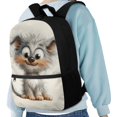 thumbnail image 4 of Uourmeti Cartoon Cat Smiling Face Large Capacity Backpack, 17 Inch Front Pocket School Backpack Premium Quality Student Bookbag for Men, 4 of 6