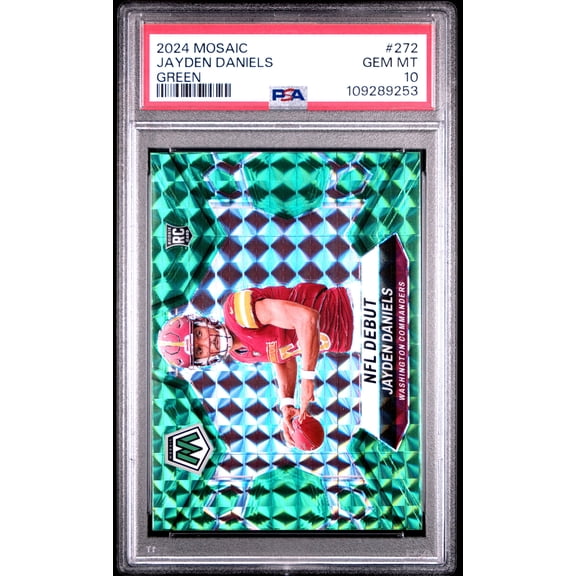 Graded 2024 Panini Mosaic Jayden Daniels #272 Green Rookie RC Football Card PSA 10 Gem Mint