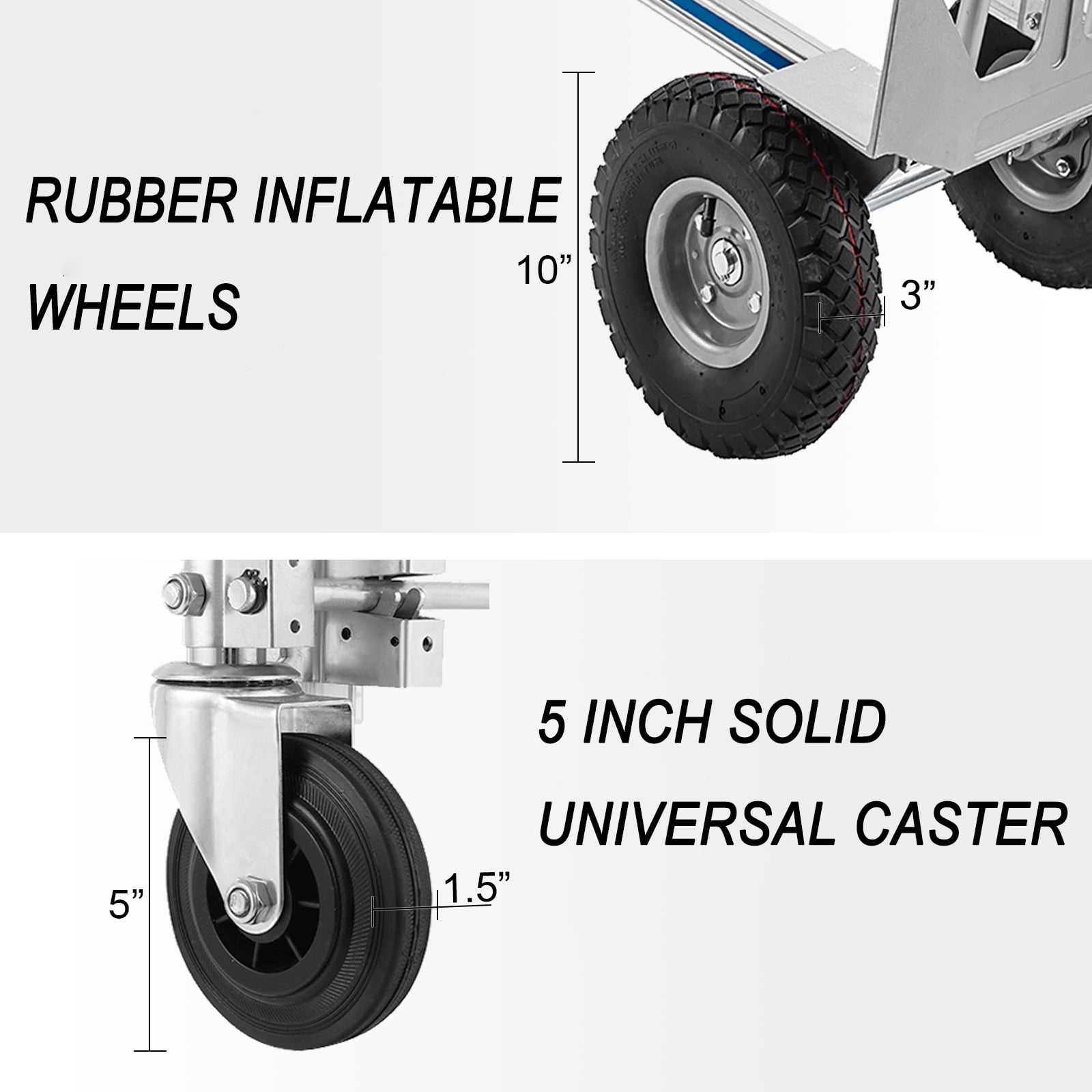 SHZOND 3 in 1 Convertible Hand Truck 1000 LBS Weight Capacity Heavy Duty Hand Truck Durable Aluminum and Steel Construction 4 Wheels Hand Truck Dolly
