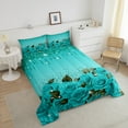 thumbnail image 3 of Teal Rose Comforter Set Diamond Crystal Fluid Art Bed Set,Abstract Ombre Bedding Sets Full,Romantic Garden Flowers Quilt Set Boho Floral Bohemian Decor, 3 of 7