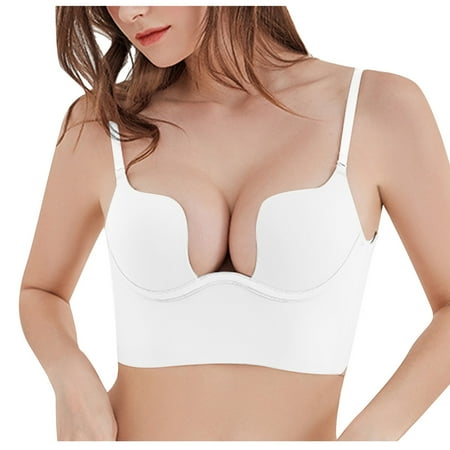 Darzheoy Women s Underwear Thin U-Shaped Large Backless Bra Traceless Beautiful Back Underwear With Underwire Bra Wireless Bra 70A
