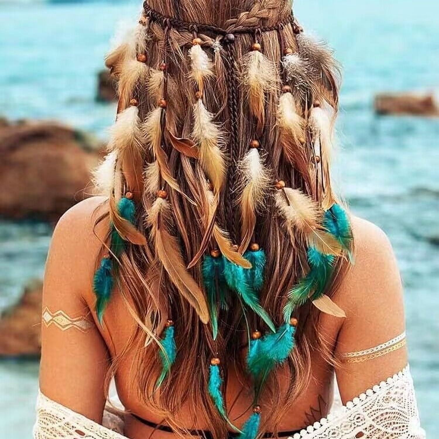 Flmtop Women Boho Style Festival Feather Headband Hippie 