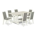 thumbnail image 2 of East West Furniture V-Style 7-piece Wood Dining Set in Linen White/Shitake, 2 of 10