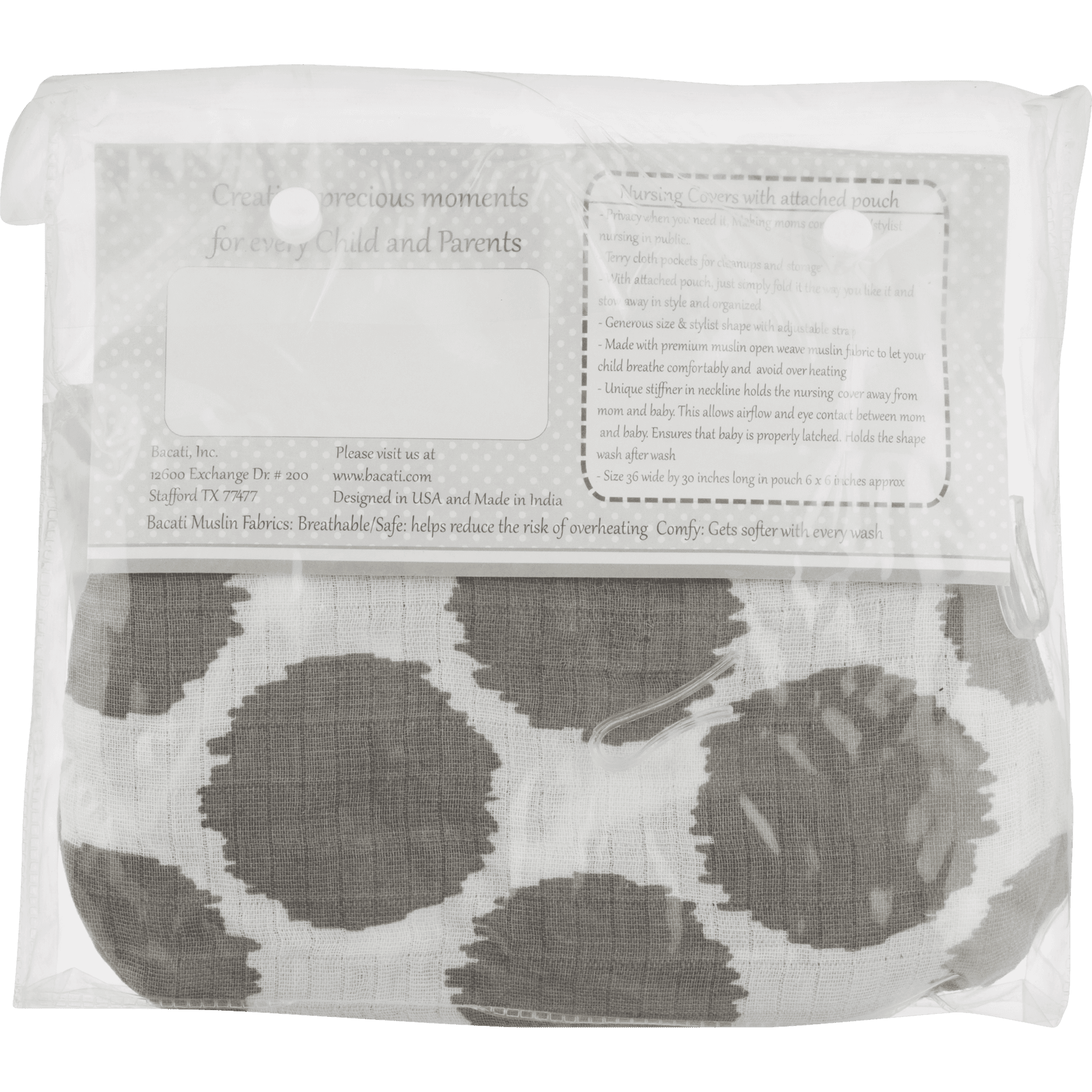 Bacati Muslin Nursing Privacy Cover, Ikat Zigzag Grey Dots, 1.0 CT