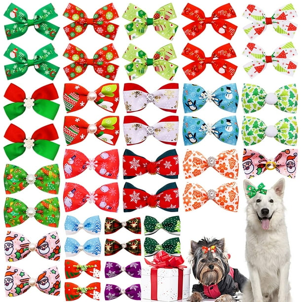 Lazos navideños para pelo de perro PET SHOW, 20 pares, 5-10 cm