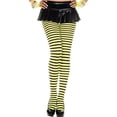 thumbnail image 1 of Music Legs 7471-BLK-NYELLOW Collants Rayés, Noir & Jaune, 1 of 1
