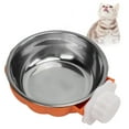 thumbnail image 4 of Hanging Dog Bowl, Shallow Multifunctional Large Open Screw Buckle Design Dog Removable Stainless Steel Feeder  For Birds For Cats For Guinea Pigs Orange,Yellow,Blue, 4 of 8