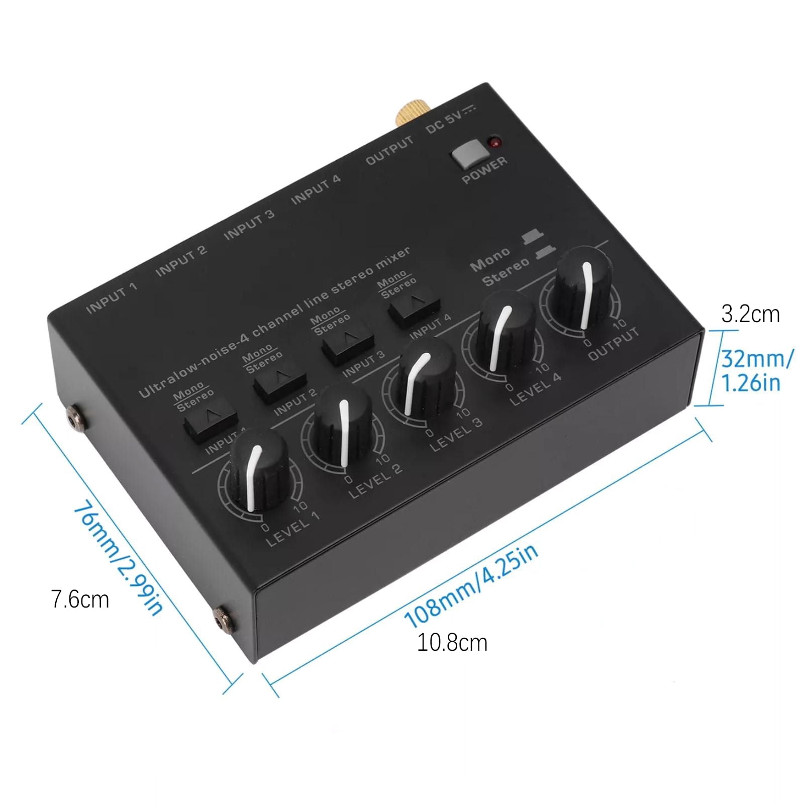 CSYANXING Reliable 4-Channel Audio Mixer for Line-Level Signal Mixing with Excellent Audio Performance and Low Distortion