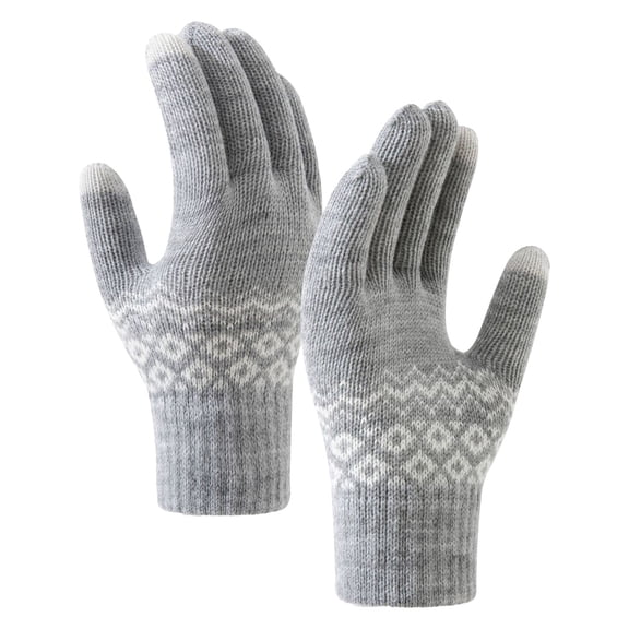 AWZXDE Women's Winter Screen Gloves Knitted Wool Thickened for Cold Riding Warmth Grey,One Size
