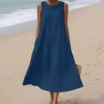 thumbnail image 7 of Gpaecead Women's Denim Round Neck Sleeveless Tank Dress Solid Color Loose Fit Casual Spring Summer Midi Gown A-Blue, 7 of 7