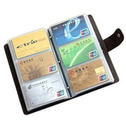 Boshiho Leather Credit Card Holder Business ID Card Case Book Style 90 Count Name Card Holder Book (Black)