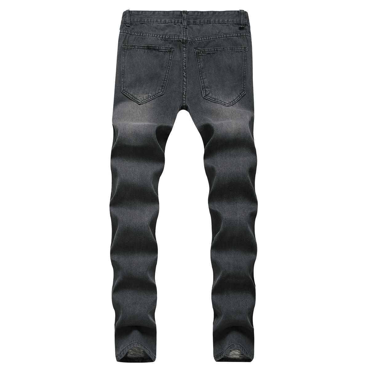 ZAXARRA Men's Hole Denim Pants Leisure Skinny Letter