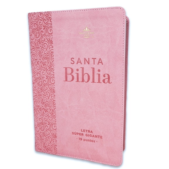 Biblia Letra Super Gigante 19 puntos RV1960 imit piel rosa floral con indice