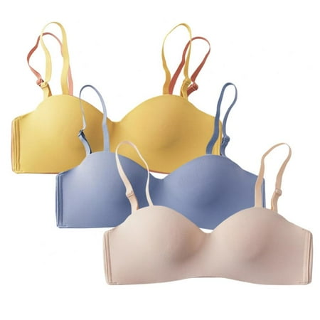 

Xmarks Women s Beauty Back Smoothing Strapless Bra Solid Color Wireless Lingerie Breathable Soft Gather Thin Teens Girls Brassiere Top(3-Packs)