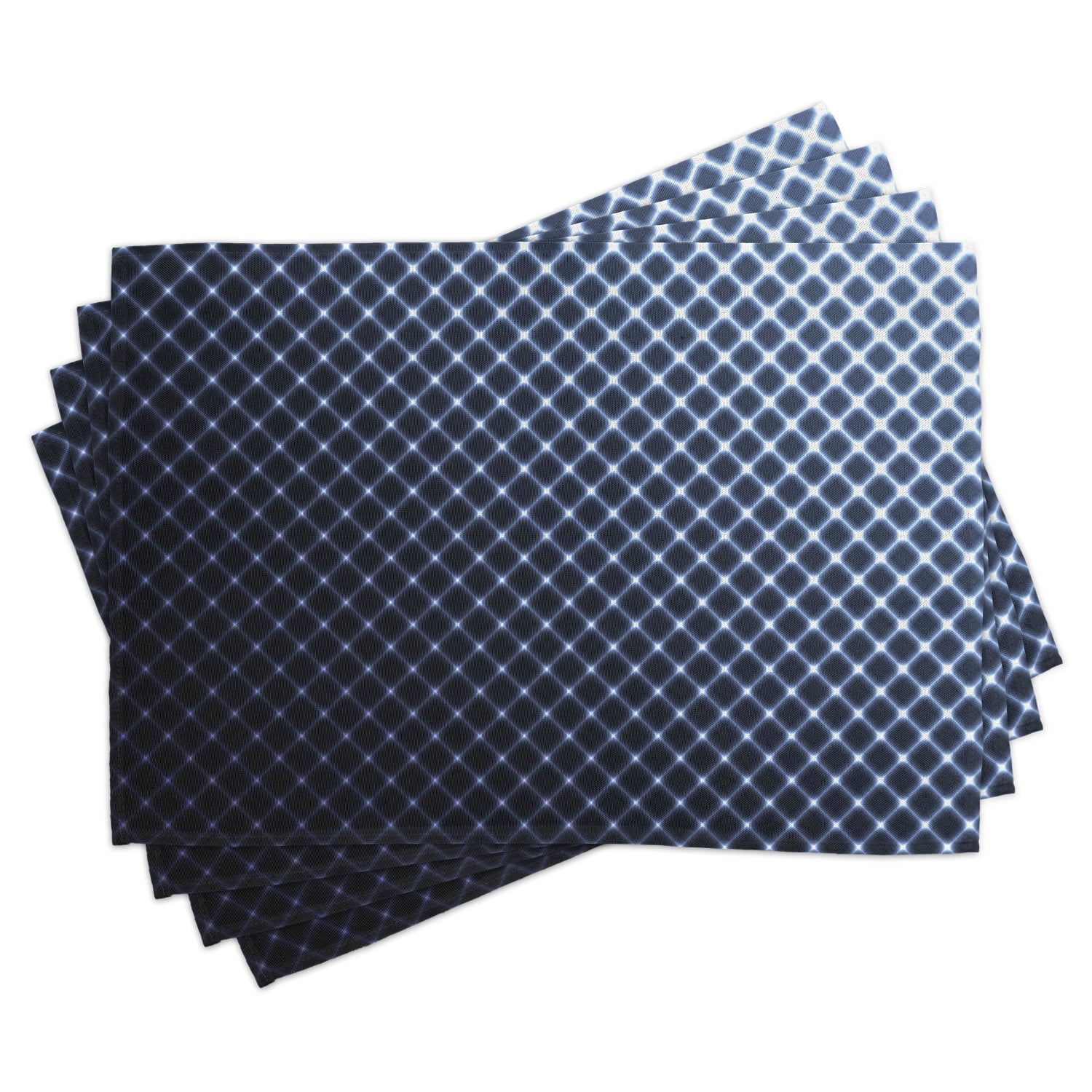 Dark Blue Placemats Set of 4 Diagonal Checkered Pattern Halftone