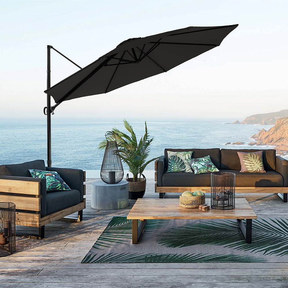 Cloud Mountain 10ft Cantilever Offset Patio Umbrella With Vertical Tilt And 360 Degree Rotation Function Black Walmart Com Walmart Com