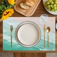 thumbnail image 4 of Turquoise Coastal Wave Placemats Set of 8, Summer Modern Ocean Beach Placemats for Dining Table, Place Mats for Kitchen Tabletop, Waterproof Wipeable Dining Table Mats Set, 4 of 9