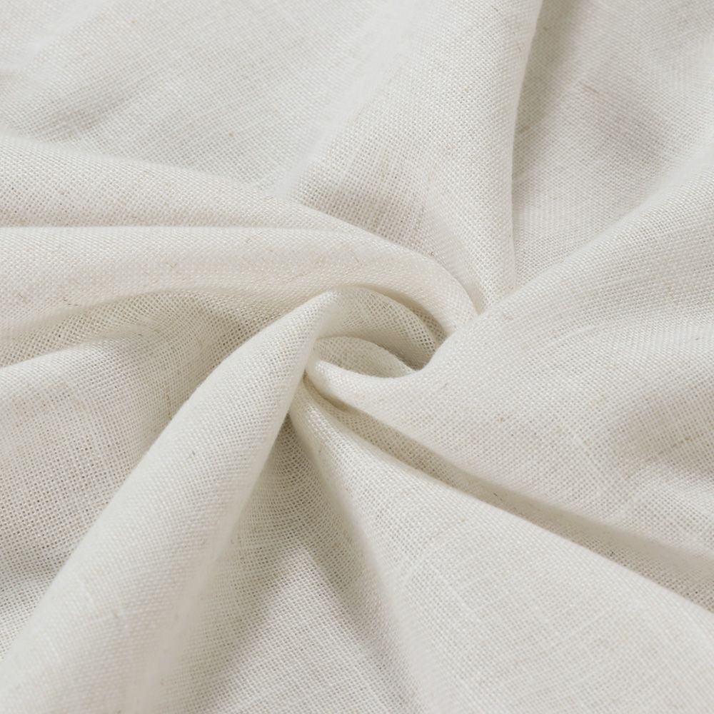 PrimeBeau Linen Texture Privacy Vintage Semi Sheer Window Curtain Panels, 52" W x 84" L, Ivory