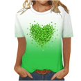thumbnail image 2 of Puntoco Liquidación de blusas cortas para mujer, moda informal para mujer, estampado de amor de San Valentín con degradado, jersey de cuello redondo, top de manga corta, 2 of 4