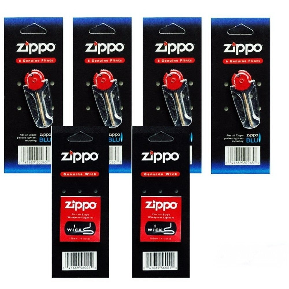 Zippo Lighters Replacement 6 Value Packs (24 Flints+ 2 Wicks), 6 Value