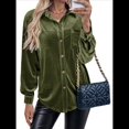 thumbnail image 3 of Cárdigan de Terciopelo de Larga de Invierno para Mujer, Blusa Informal con Botones, Blusas para Mujer Rojo L, 3 of 9