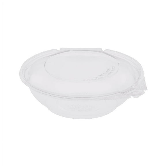 Karat 16oz PET Plastic Tamper Resistant Hinged Salad Bowl with Dome Lid - 240 sets