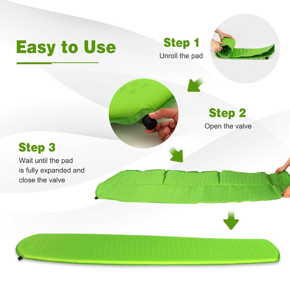 Topcobe Inflatable Sleeping Pad with Carrying Bag, Outdoor Portable Camping Bed for Travel, Green
