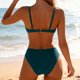 thumbnail image 5 of Trajes de baño Amzcrzy Tankini para mujer, trajes de baño, trajes de baño Bikini Bikini de moda para mujer Bikini de color sólido dividido Traje de baño de dos piezas Azul marino, S, 5 of 6
