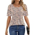 thumbnail image 5 of Fantaslook Blouses for Women Pleated Short Sleeve Tunic Tops Dressy Casual Summer Shirts, 5 of 10