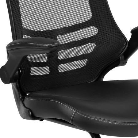 Flash Furniture - Kelista  Contemporary Mesh Side Chair - Upholstered - Black LeatherSoft
