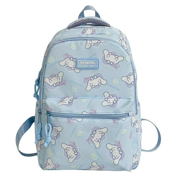 Roffatide Cartoon Cinnamorol All Over Print Casual Backpack Laptop Backpack Travel Hiking Rucksack Daypack Blue