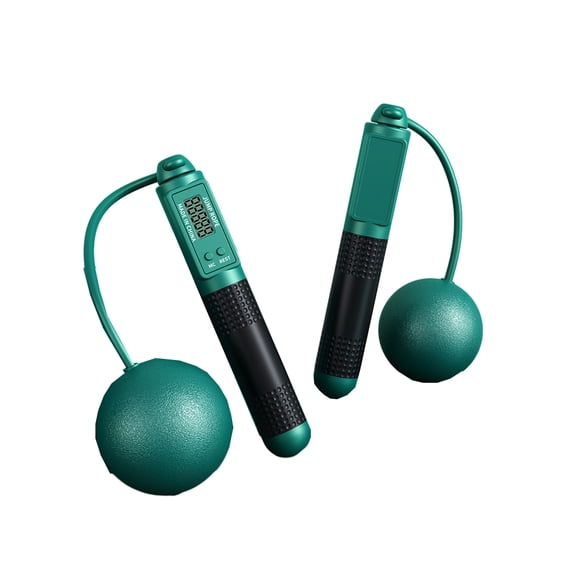 Soidarity Cuerda de saltar de PVC Reemplazo portátil Color sólido digital Control de botones para interiores y exteriores Cuerdas de saltar Ropa Deportiva, Zapatos Verde oscuro Pelota