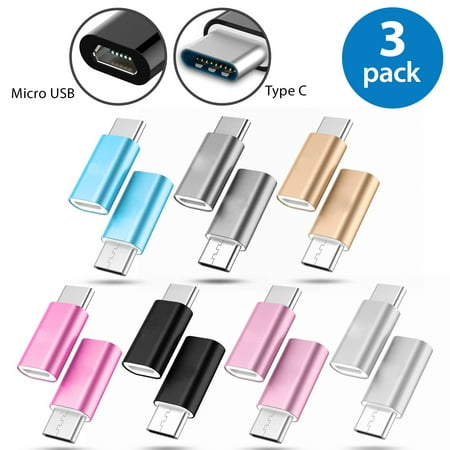 3x Afflux USB-C Adapter Connector USB Type C Male to Micro USB Female Adapter Charge Sync Converter For Samsung Galaxy S8 + Note 8 Nexus 5X 6P LG G5 G6 V20 HTC 10 Google Pixel XL OnePlus 3 5