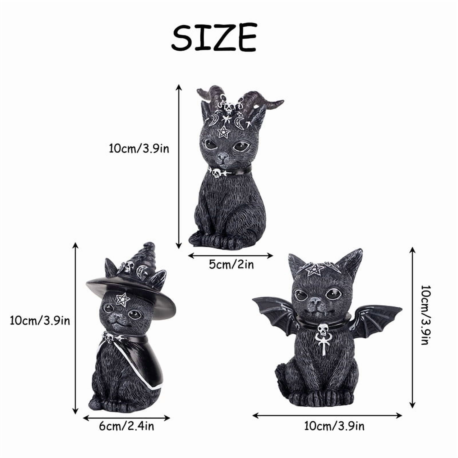 3Pcs Magic Cat Sculpture,Gothic Resin Cat Statue for Home Office Garden Lawn Yard Decoration