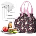 thumbnail image 4 of Pioneer Flower Floral Print Pattern Drawstring Lunch Bag Women - Drawstring Lunch Bag Insulated for Work Office - Stain-Resistant Large Lunchbags for Women with Multi-Pockets, 4 of 6