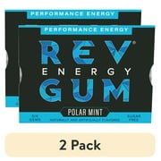 (2 pack) Rev Gum Sugar Free Polar Mint Energy Gum, 6 Pieces