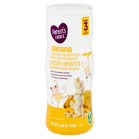 Baby Snack Tray - Parent's Choice Little Hearts Puffed Grain Snack, Banana, 1.48 oz