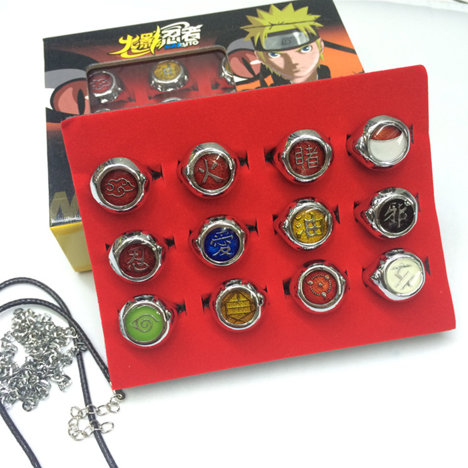 12PCS Naruto Akatsuki Rings Uchiha Itachi Deidara Pain Sasori