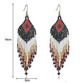 thumbnail image 2 of Long Bead Tassel Earrings - Boho Colored beads Handmade bead Tassel earrings - Style:Style1;, 2 of 5