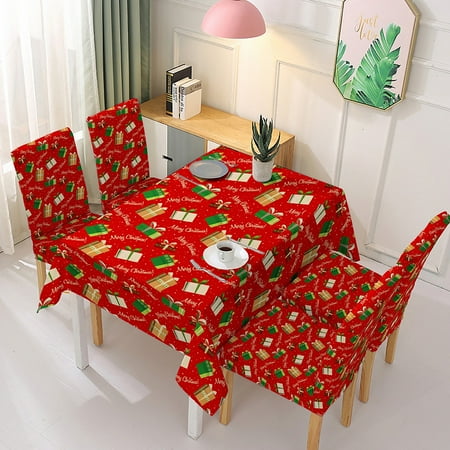 

Goory Christmas Tablecloth Decorative Home Decor Table Cloths Polyester Dining Room Covers Tablecloths Rectangle Oil-Proof Winter Cover Red Gift Box Tablecloth 55x55