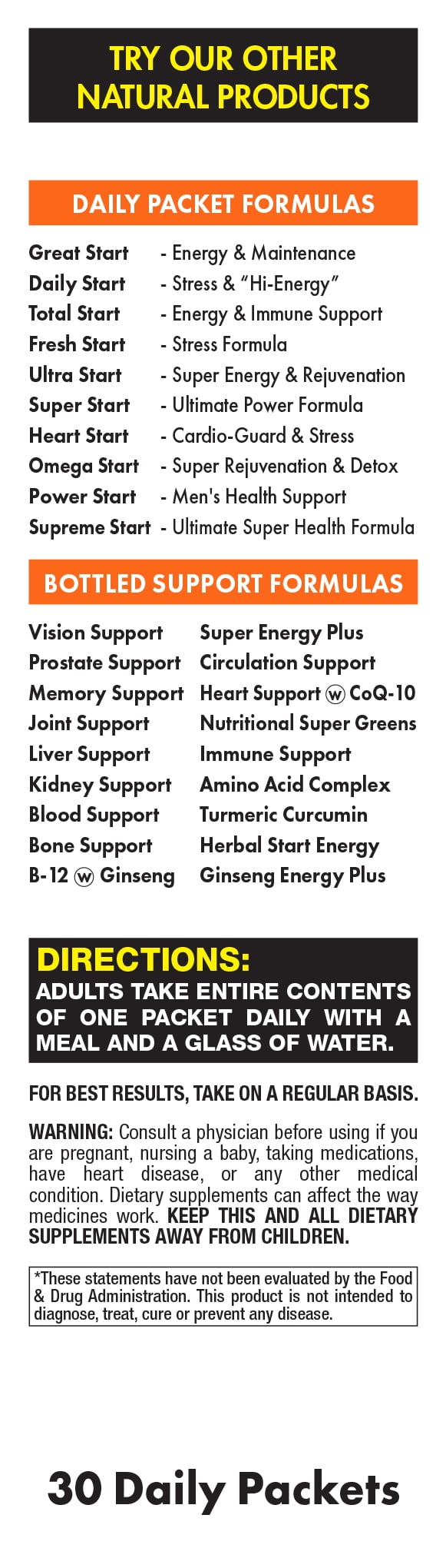 Great Start - Complete Daily Vitamin Pack - Daily Nutrition, Bone Support, Energy, Immune Booster (30 Packets)