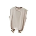 thumbnail image 2 of WREESH Womens Crew Neck Tank Tops Summer Sleeveless Thin T-Shirts Casual Solid Color Loose Fit Basic Blouses Beige, 2 of 6