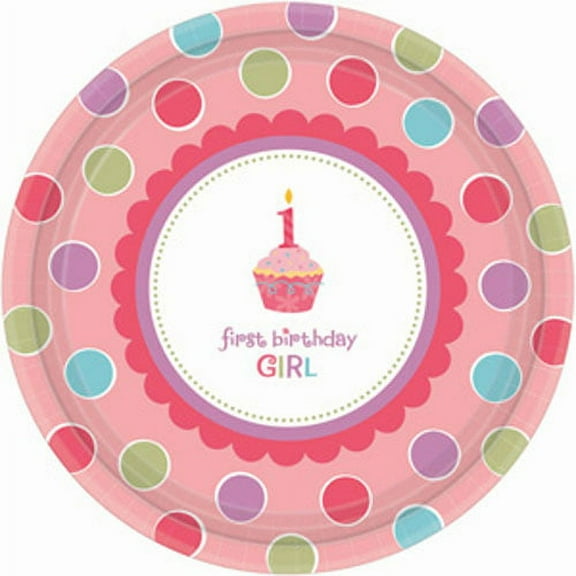 1st Birthday 'Sweet Lil' Cupcake Girl' Large Paper Plates (18ct)