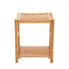 New Ridge Home Natural Bamboo Shower Bench Seat, Shaving Stool, Spa Bath Bench with Storage Shelf