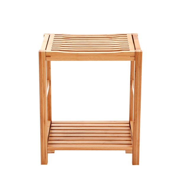 New Ridge Home Natural Bamboo Shower Bench Seat, Shaving Stool, Spa