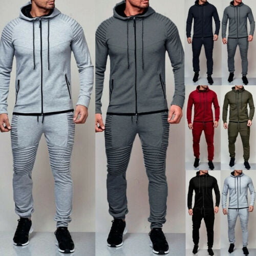 Hot Men Tracksuit Set Hoodie Tops Pants Sweatpants Joggers Jogging Casual Sportswear Walmart