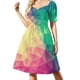 thumbnail image 2 of Vestido de verano para mujer, manga corta, diseño de orgullo LGBT, triángulo, cubismo, multicolor, polígono abstracto, bajo en poli, diseño de orgullo LGBT., 2 of 7
